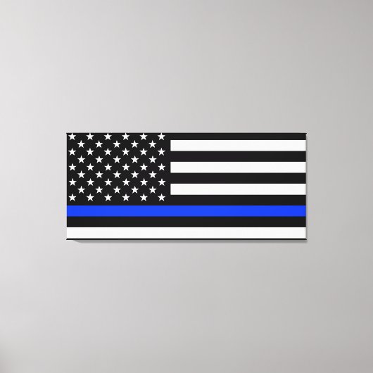 vlag voor de politie van de Thin Blue Line Canvas Afdruk (Voorkant)