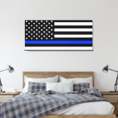 vlag voor de politie van de Thin Blue Line Canvas Afdruk (Insitu (Slaapkamer))
