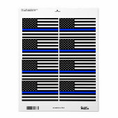vlag voor de politie van de Thin Blue Line Etiket (Full Sheet)