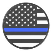 vlag voor de politie van de Thin Blue Line Hockey Puck (Voorkant)