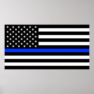 vlag voor de politie van de Thin Blue Line Poster