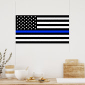 vlag voor de politie van de Thin Blue Line Poster (Keuken)