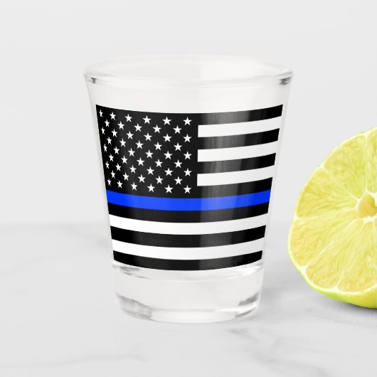vlag voor de politie van de Thin Blue Line Shot Glas (Voorkant)