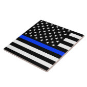 vlag voor de politie van de Thin Blue Line Tegeltje (Zijkant)