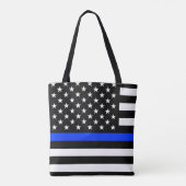 vlag voor de politie van de Thin Blue Line Tote Bag (Achterkant)