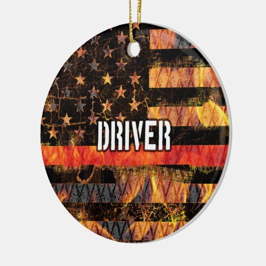 Vlag voor drivers brandweerman keramisch ornament (Links)