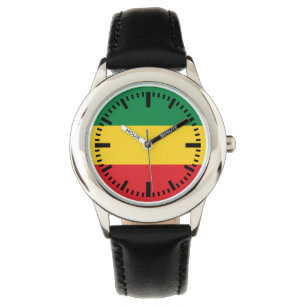 Vlag voor groene, gouden en rode kleuren horloge