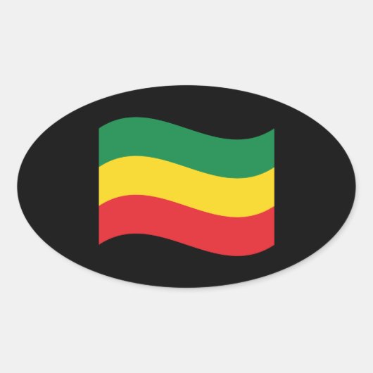 Vlag voor groene, goudkleurige en rode kleuren ovale sticker (Voorkant)