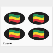 Vlag voor groene, goudkleurige en rode kleuren ovale sticker (Vel)