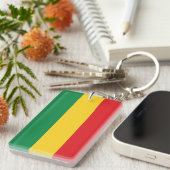 Vlag voor groene, goudkleurige en rode kleuren sleutelhanger (Voorkant Rechts)