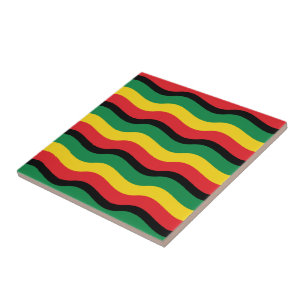Vlag voor groene, goudkleurige en rode kleuren tegeltje