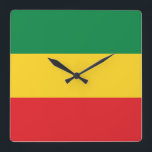 Vlag voor groene, goudkleurige en rode kleuren vierkante klok<br><div class="desc">Groene, gouden (gele) en rode vlagkleuren.
Oude School Alternatieve Hip Hop T Shirten Apparel, Petten, Stickers, Slimme Telefoons en nog veel meer.</div>