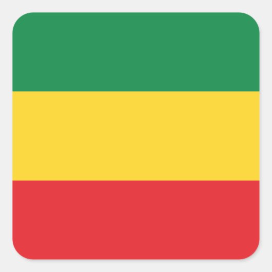 Vlag voor groene, goudkleurige en rode kleuren vierkante sticker (Voorkant)