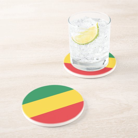 Vlag voor groene, goudkleurige en rode kleuren zandsteen onderzetter (Zijkant)