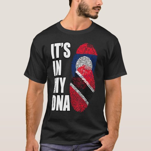 Vlag voor het erfgoed van Laos en Trinidadian Mix T-shirt (Voorkant)