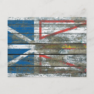 Vlag voor Newfoundland op ruw houten plankeffect Briefkaart