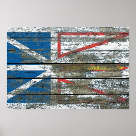 Vlag voor Newfoundland op ruw houten plankeffect Poster (Voorkant)