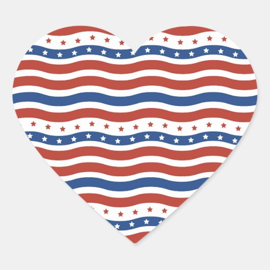 Vlag voor patriottische golven en stripes Freedom Hart Sticker (Voorkant)