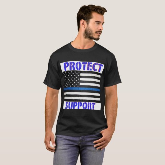 vlag voor politieondersteuning t-shirt (Voorkant volledig)