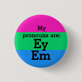 Vlag voor polyseksualiteit met Ey/Em Pronouns Ronde Button 3,2 Cm