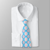 vlag voor transgenderpride/blauw bloempatroon stropdas (Gebonden)