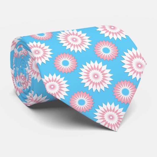 vlag voor transgenderpride/blauw bloempatroon stropdas (Opgerold)