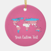 vlag voor transgenderpride, met een wereldkaart ke keramisch ornament (Voorkant)