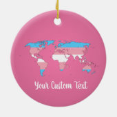 vlag voor transgenderpride, met een wereldkaart ke keramisch ornament (Achterkant)