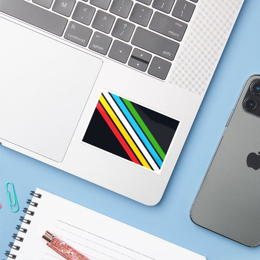 Vlag voor trots op een beperking sticker (Laptop met iPhone)