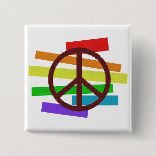vlag voor vredeskleur, gelijkend op doek vierkante button 5,1 cm