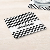 Vlag voor zwarte en witte chequker kartonnen onderzetters (Schuin)