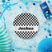 Vlag voor zwarte en witte chequker papieren bordje (Feest)