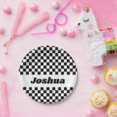 Vlag voor zwarte en witte chequker papieren bordje (Feest)