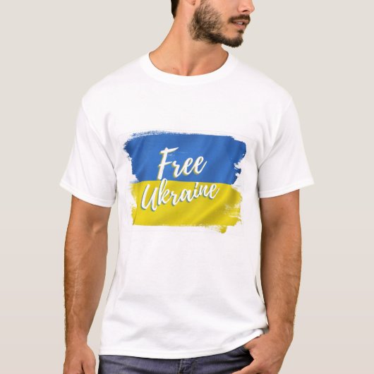 Vlag vrije Oekraïense penseelstreek T-shirt (Voorkant)