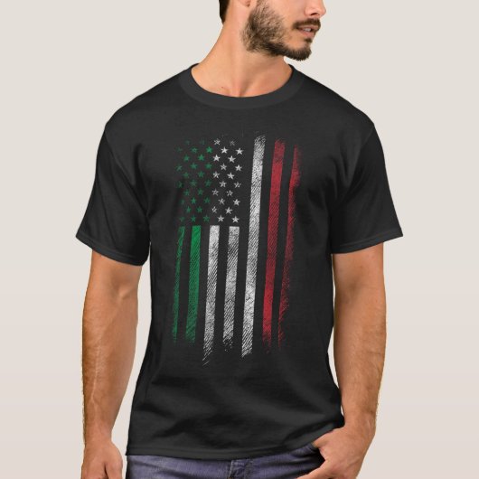 Vlag VS 4 juli Patriottisch Amerikaans Italiaans F T-shirt (Voorkant)