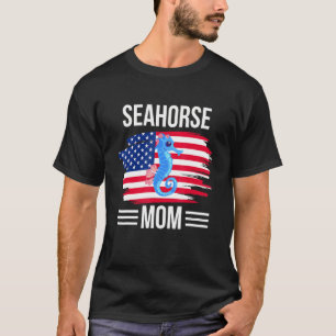 Vlag VS 4th van juli Moederdag Merica Seahorse M T-shirt