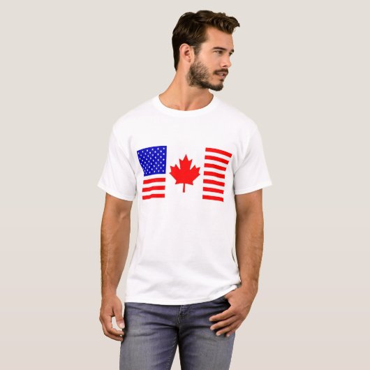Vlag VS/Canada T-shirt (Voorkant volledig)