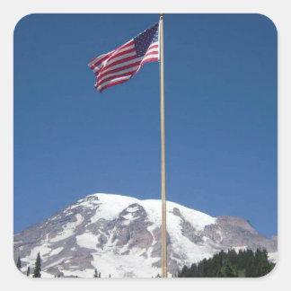 Vlag VS en Majestic Mt. Rainier Vierkante Sticker