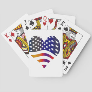 Vlag VS Hart Liefde Amerikaanse Honor Troepen Stri Pokerkaarten