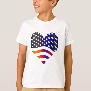 Vlag VS Hart Liefde Amerikaanse Honor Troepen Stri T-shirt