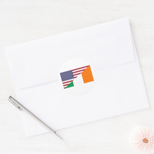 Vlag VS/Ierland Ronde Sticker (Envelop)