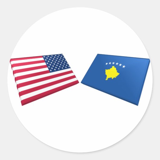Vlag VS & Kosovo Ronde Sticker (Voorkant)