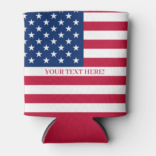 Vlag VS met aangepaste tekst Blikjeskoeler (Voorkant)