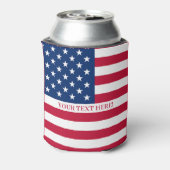 Vlag VS met aangepaste tekst Blikjeskoeler (Blikje Achterkant)