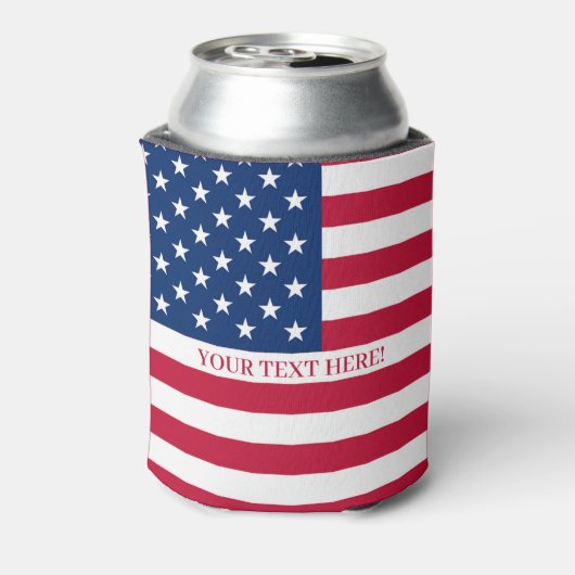 Vlag VS met aangepaste tekst Blikjeskoeler (Blikje Achterkant)