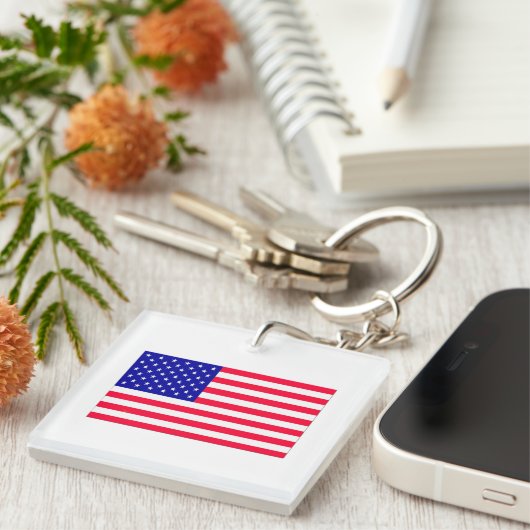 Vlag VS op 4 juli Sleutelhanger (Voorkant Rechts)