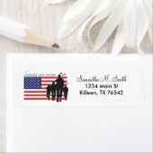 Vlag VS - steun onze troepen Etiket (Insitu)