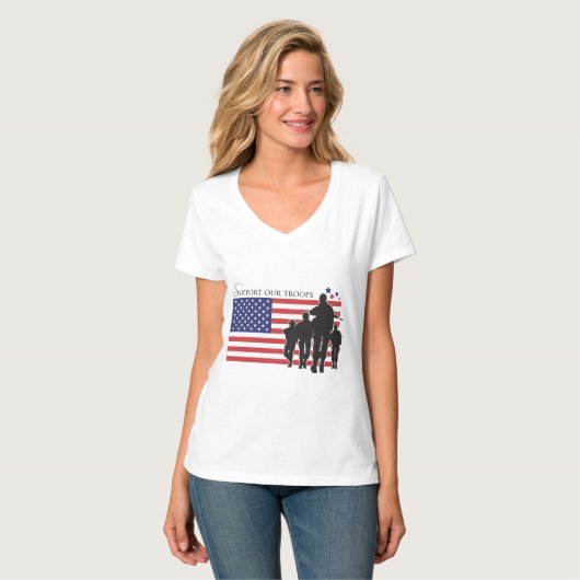 Vlag VS - steun onze troepen T-shirt (Voorkant volledig)