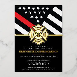 Vlag Vuurman Afstuderen brandweerschip rode lijn Folie Uitnodiging