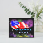 Vlag Vuurwerk 4 juli Feestdagenkaart (Staand voorkant)